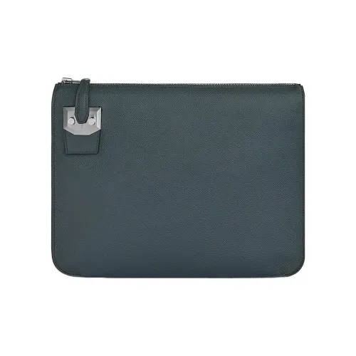 HERMES Epsom Телячья кожа Клатч Маленький Мужской Hurricane Синий