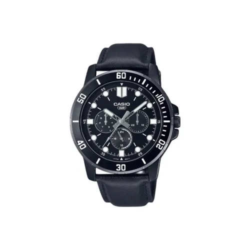 CASIO Standard Series Кварцевый механизм Кожаный ремешок Часы Мужские Черный циферблат MTP VD300BL 1E