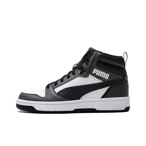 PUMA Rebound v6 MID Топ Скейтборд Кроссовки Унисекс PUMA Белый Черный Mist Серый