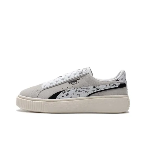 PUMA Suede Platform Draw Wn Low Топ Кроссовки для скейтбординга Женские PUMA Белый черный