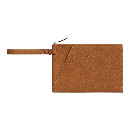 HERMES Cabavertige Коровья кожа Togo Клатч Мужской Золотой