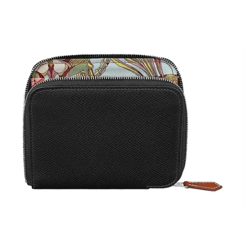 HERMES Silk'In Epsom Телячья кожа Клатч Монета Кошелек Кошелек Женские Черный