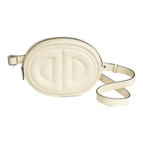 HERMES In The Loop Swift Кожа Два Тон Свиной нос Бананка Женские Кремово-белый