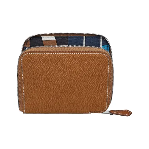 HERMES Silk'In Epsom Телячья кожа Кошелек Женские Золотисто-коричневый