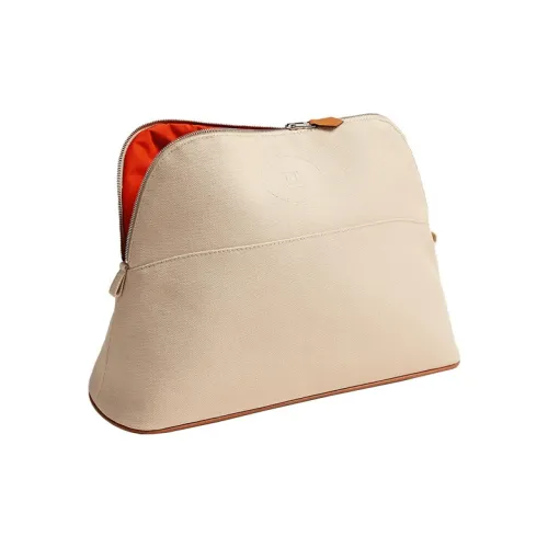 HERMES Bolide Хлопок Bowling Bag Сумка для хранения Женская 01 BLANC Pure White