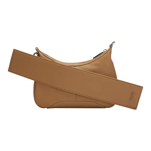 Hugo Boss Сумка-хобо из коровьей кожи портативный клатч на одно плечо женский светлый умбра