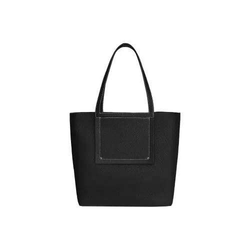 HERMES Cabasellier Bullock Кожа Тоут Сумка Сумка для покупок Сумка на плечо Сумка Женская Черная