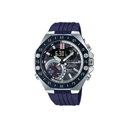 CASIO EDIFICE Collection Кварцевый механизм Смола Ремешок Часы 51*48,5 мм Мужские часы Синий циферблат ECB 10AT 1A