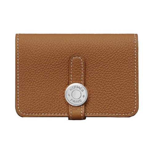 HERMES Dogon Коровья кожа Togo Держатель для карт кошелек Женские 37 Золото