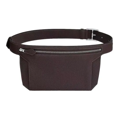 HERMES Ultrapla Коровья кожа Togo Бананка Мужской 46 Ebene Эбеновый