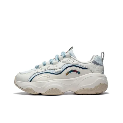 Disney x LiNing Мед Амортизация Износостойкий Низкий Топ Толстая Подошва Кроссовки Женские Экрю