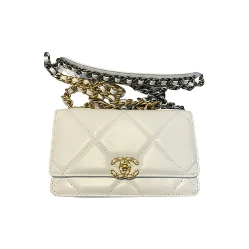 CHANEL 19BagWOC Овчина Сумка с цепочкой Сумка через плечо Женская Белая