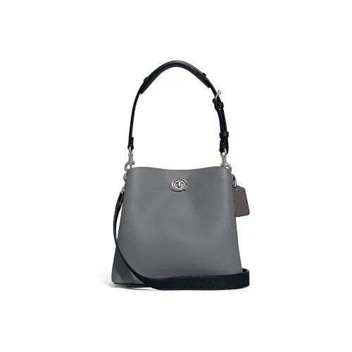 COACH Willow Спилок коровьей кожи Тоут Сумка Сумка для покупок Сумка Сумка через плечо Сумка через плечо Мини Женская Черная