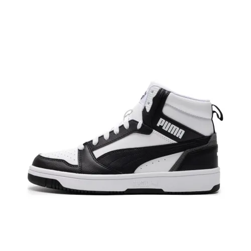 PUMA Rebound v6 Устойчивый к истиранию Дышащий MID Скейтбординг Кроссовки Унисекс PUMA Белый Черный Mist Серый
