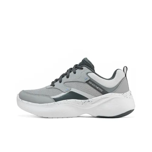 Skechers Амортизация Износостойкий Низкий Топ Повседневные Беговые кроссовки Мужские Серые