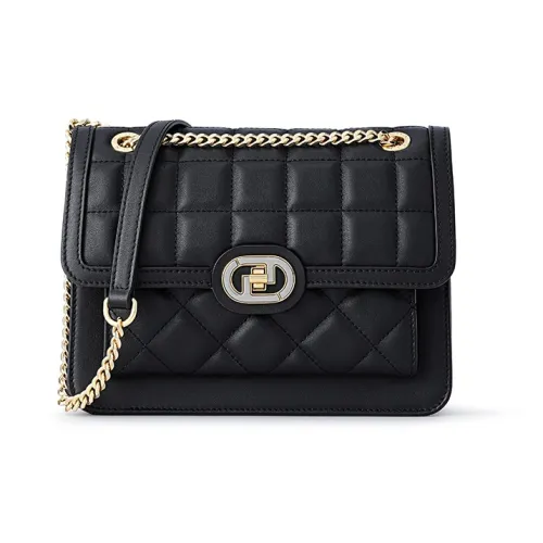 FION Сумка из натуральной коровьей кожи маленькая квадратная сумка сумка через плечо женская черная