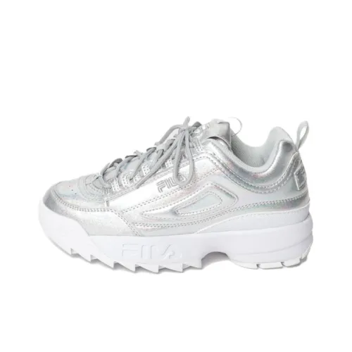FILA Disruptor 2 Премиум Амортизация Износостойкие Низкие Кроссовки для Бега Женские Серебристый Серый