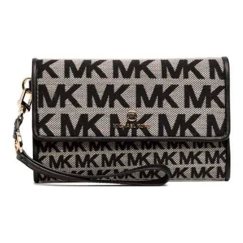 MICHAEL KORS Jet Set Хлопок С кожаными вставками Чехол для телефона Кошелек Большой Женские Черный