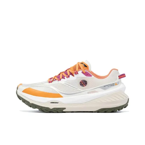 LiNing Dilu амортизирующие низкие кроссовки для бега по пересеченной местности противоскользящие мужские белые и оранжевые