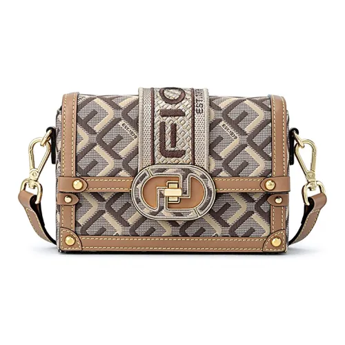 FION Ткань Маленькая Квадратная Сумка Сумка через плечо Женская Кофейная