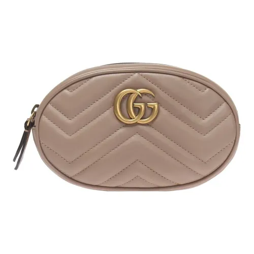 GUCCI GG Marmont Quilted кожа отпуск сумка банан женская нежно-розовый
