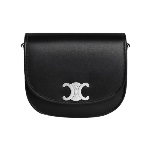 CELINE TriompheBesace Мягкий Естественный Корова Кожа Сумка через плечо Средний Мужской Черный