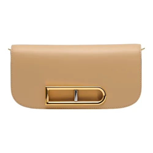 Delvau Lingot Телячья кожа Портативная Сумка через плечо Сумка на плечо Женская Светло-коричневая