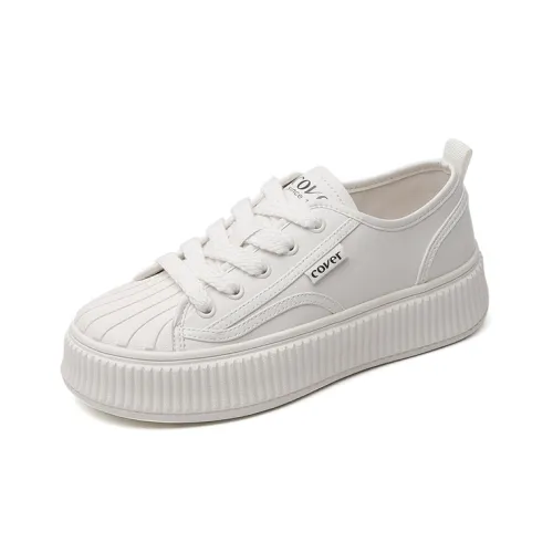 COVER Slip-resistant Водонепроницаемый Устойчивый к истиранию Легкий Дышащий Низкий Топ Скейтборд Кроссовки 4CM Женские Бежевые