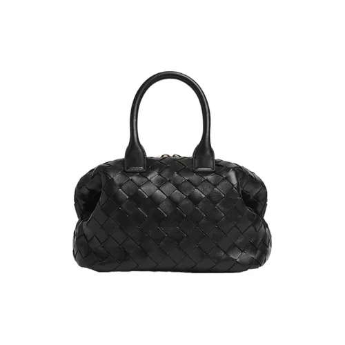 Bottega Veneta Sheepskin Bowling Bag Shoulder Bag Mini Handbag Women's Black