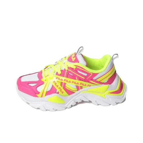 FILA Electrove Амортизация Износостойкие Низкие Кроссовки для Бега Женские Белые Розовые Желтые