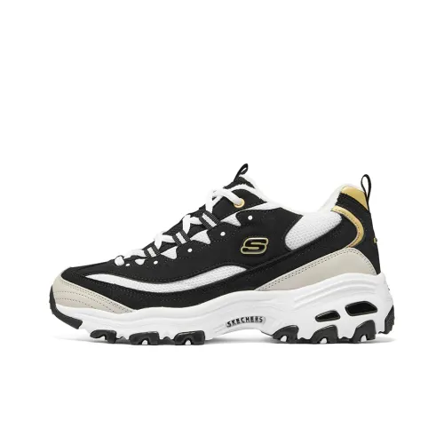 Skechers D'LITES 1,0 D'LITES Low Топ Толстая подошва Кроссовки Женские Черный Белый
