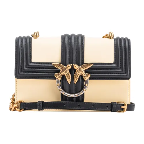 PINKO Love Bag Кожа Swallow Сумка Сумка через плечо Мини Женская Черный и Бежевый