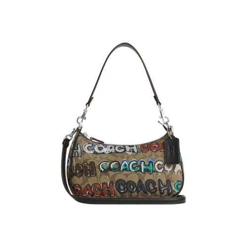 COACH Мята+Serf Teri Коллаборация Холст с кожей Сумка из холста Сумка на плечо Сумка Женская Хаки