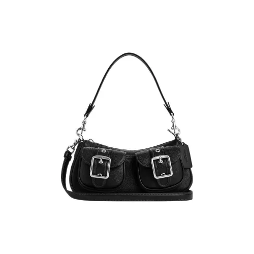 COACH Ashton Кожа Сумка-багет Сумка через плечо Средняя Женская Черная