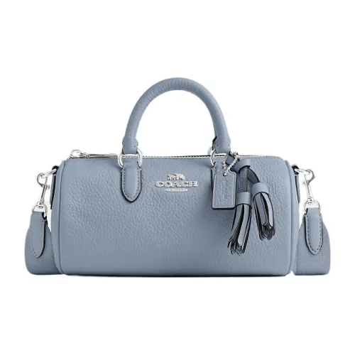COACH Lacey Утонченная кожа Бостон Сумка Сумка через плечо Сумка Маленькая Женская Серый Синий
