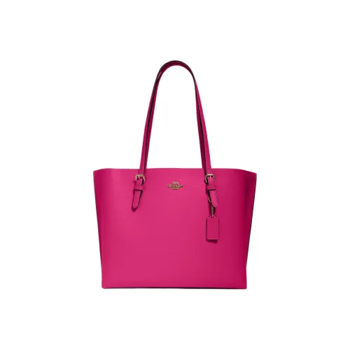 COACH Mollie Двойная сторона кожаная сумка-тоут сумка для покупок сумка через плечо большая женская вишнево-красный