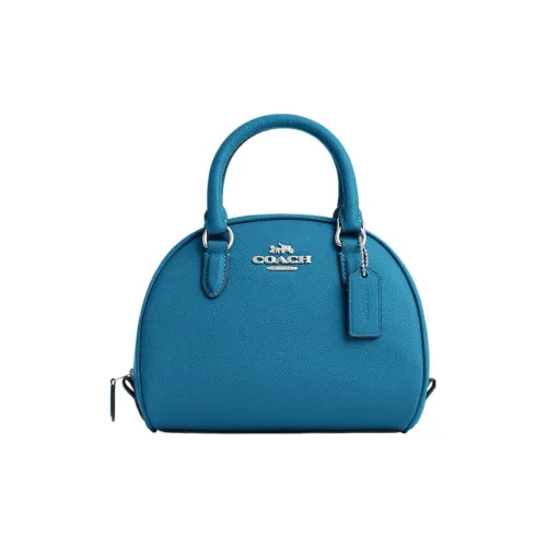 COACH Sydney Кожа Сумка-купол Сумка Маленькая Женская Циан