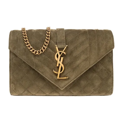 SAINT LAURENT Конверт Замша Конверт Сумка через плечо Сумка через плечо Маленькая Женская Хаки