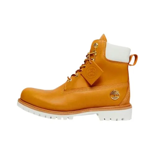 Stussy x Timberland 6 Inch Zip Boot Slip Resistant Abrasion Resistant High Top Hiking Shoes Men's Wheat