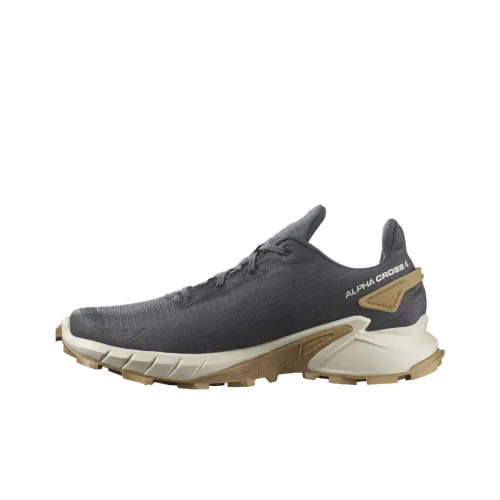 SALOMON Alphacross 4 противоскользящие устойчивые к истиранию низкий топ беговые кроссовки мужские серые