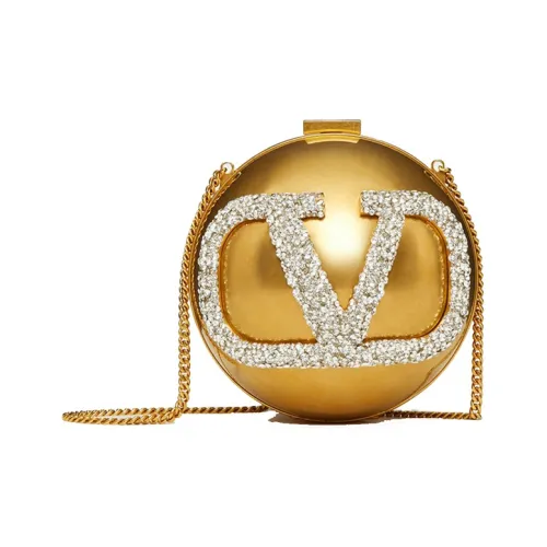 Valentino Vlogo Металл Кристалл Swarovski Сумка через плечо Женская Золотая