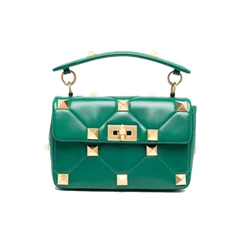 Valentino Roman Stud Кожа Сумка Женская Зеленая