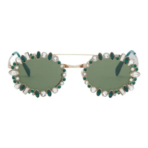 MARNI Металл Ацетат Немецкий язык Серебряный Стекло Стразы Авиатор Солнцезащитные очки Женские Зеленый