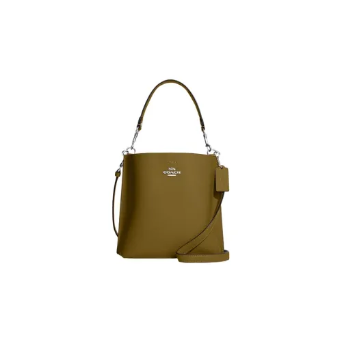 COACH Mollie Двойная Сided Кожа Ведрообразная Сумка Сумка через плечо Маленькая Женская Умбра