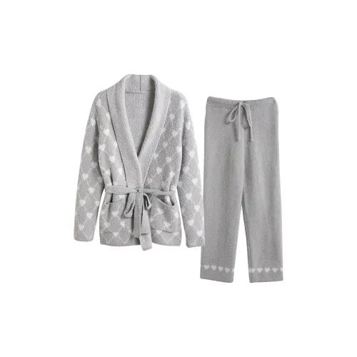 IIZZINI Серый Сердце Кружево Вверх Женские Половина Рукава Одежда Комплекты Женские Пижамные комплекты