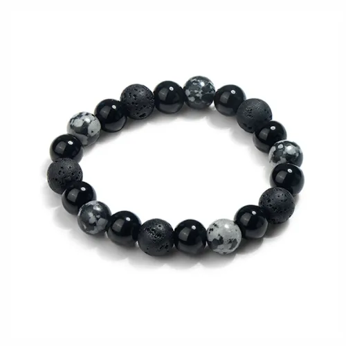 MUYAN Обсидиан FLOATING Браслет с бусинами с цветочным дизайном Унисекс