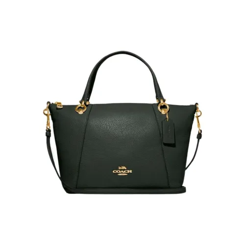 COACH Kacey Галечная кожа Briefcase Сумка через плечо Сумка среднего размера Женская Яшмовый