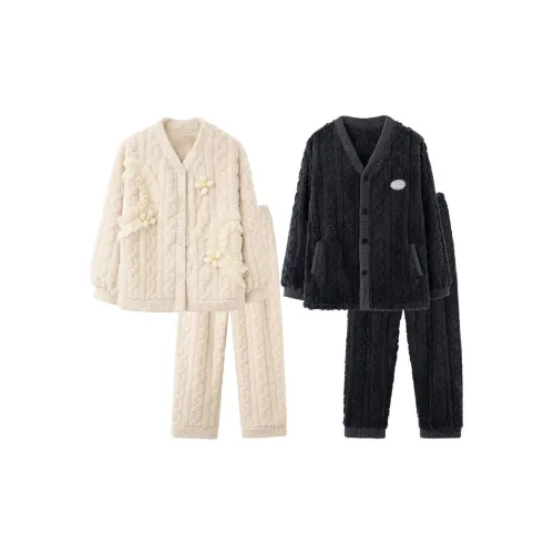 MIOJUER Пижамный комплект Унисекс Экрю Темно-серый