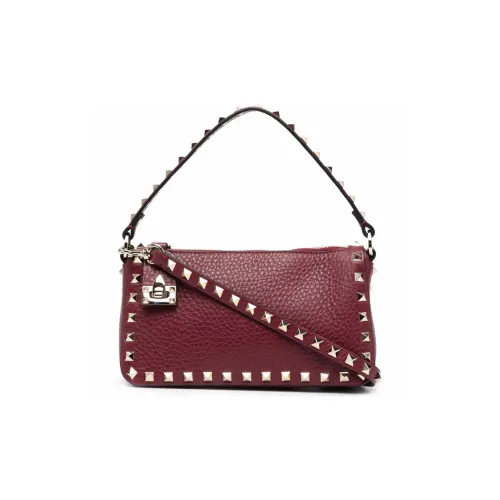Valentino Rockstud Коровья кожа крупнозернистая текстура сумка через плечо женская бордовый