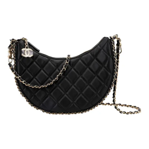 CHANEL Lambskin Pouch Crossbody Bag Hobo Bag Crossbody Bag Shoulder Bag Women's Black CHANEL Сумка из овечьей кожи Пучок Хобо Кроссбоди Сумка через плечо Женская Черная